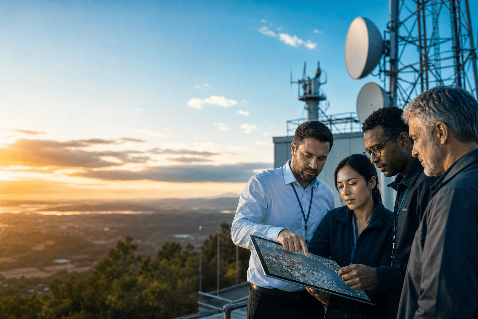 Engineers and project leaders reviewing infrastructure plans
